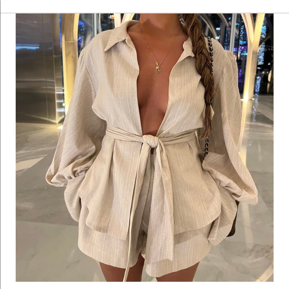 Linen 2-Piece Short Set - Picture 2 of 4